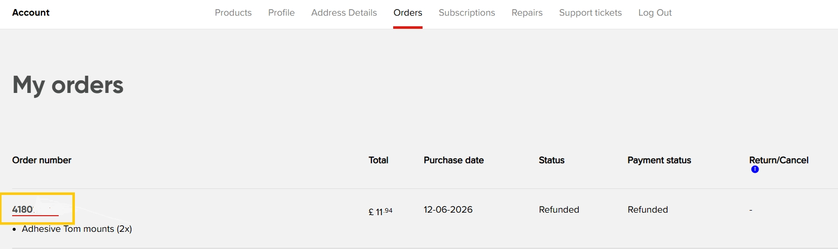 My orders
