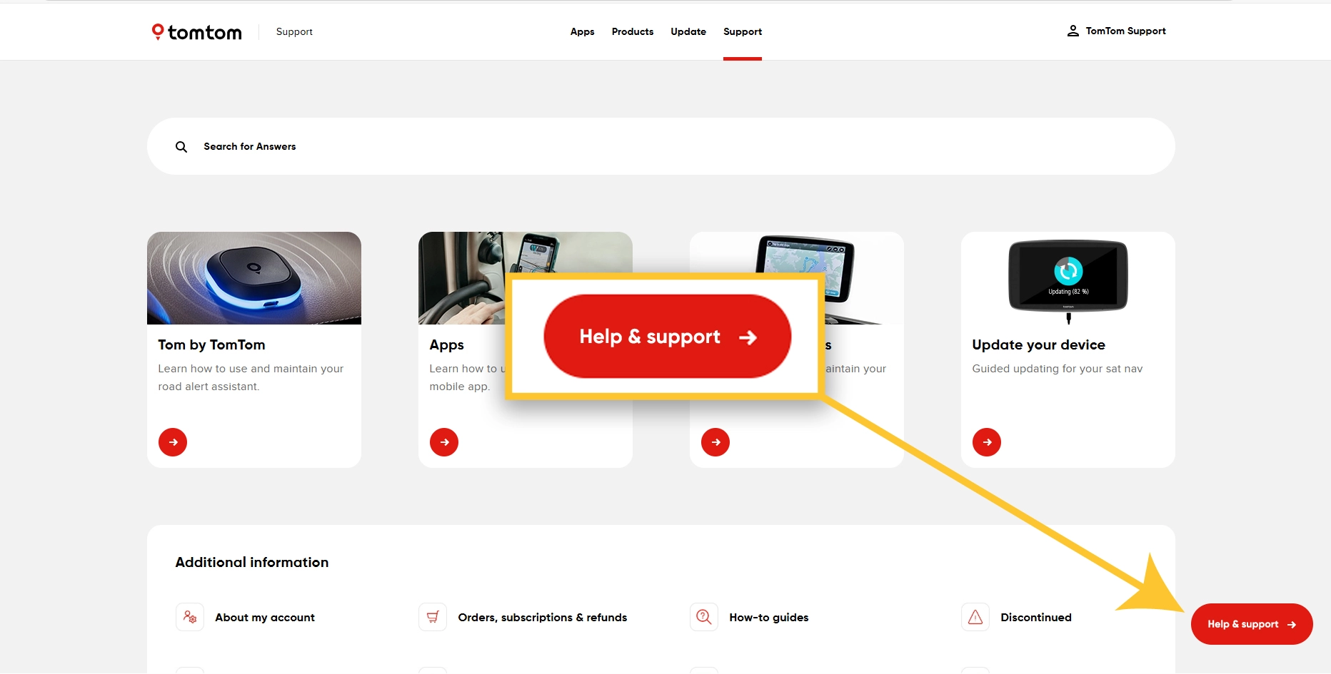 help-&-support pointer