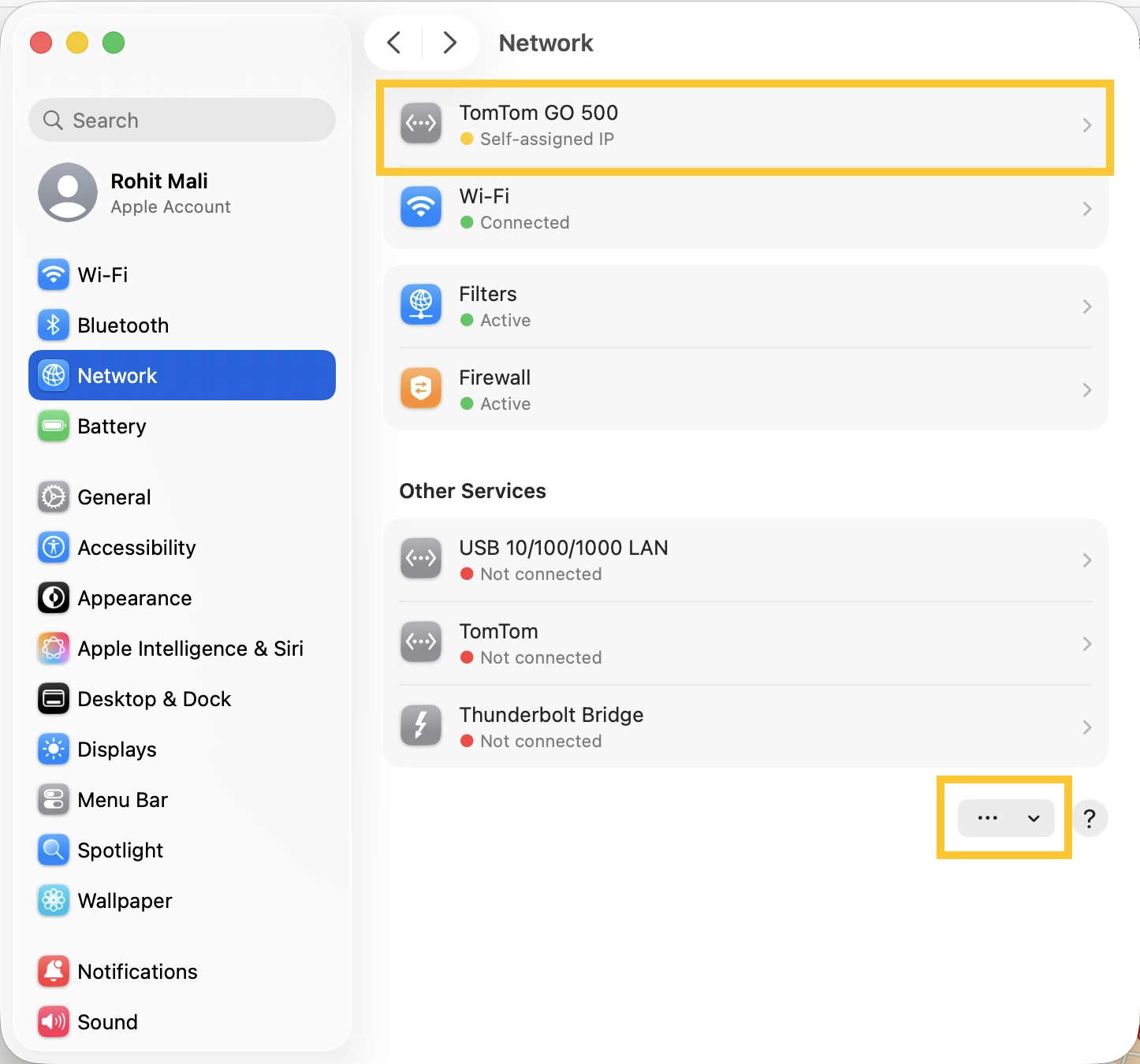 macOS settings